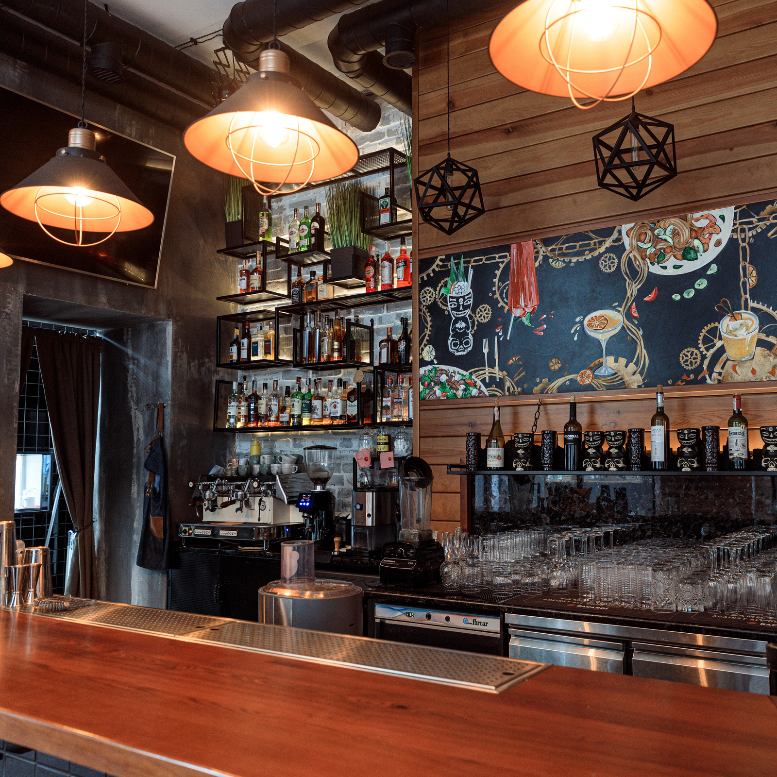 Bar and wall mural — Food and Restaurant Photography, Brussels